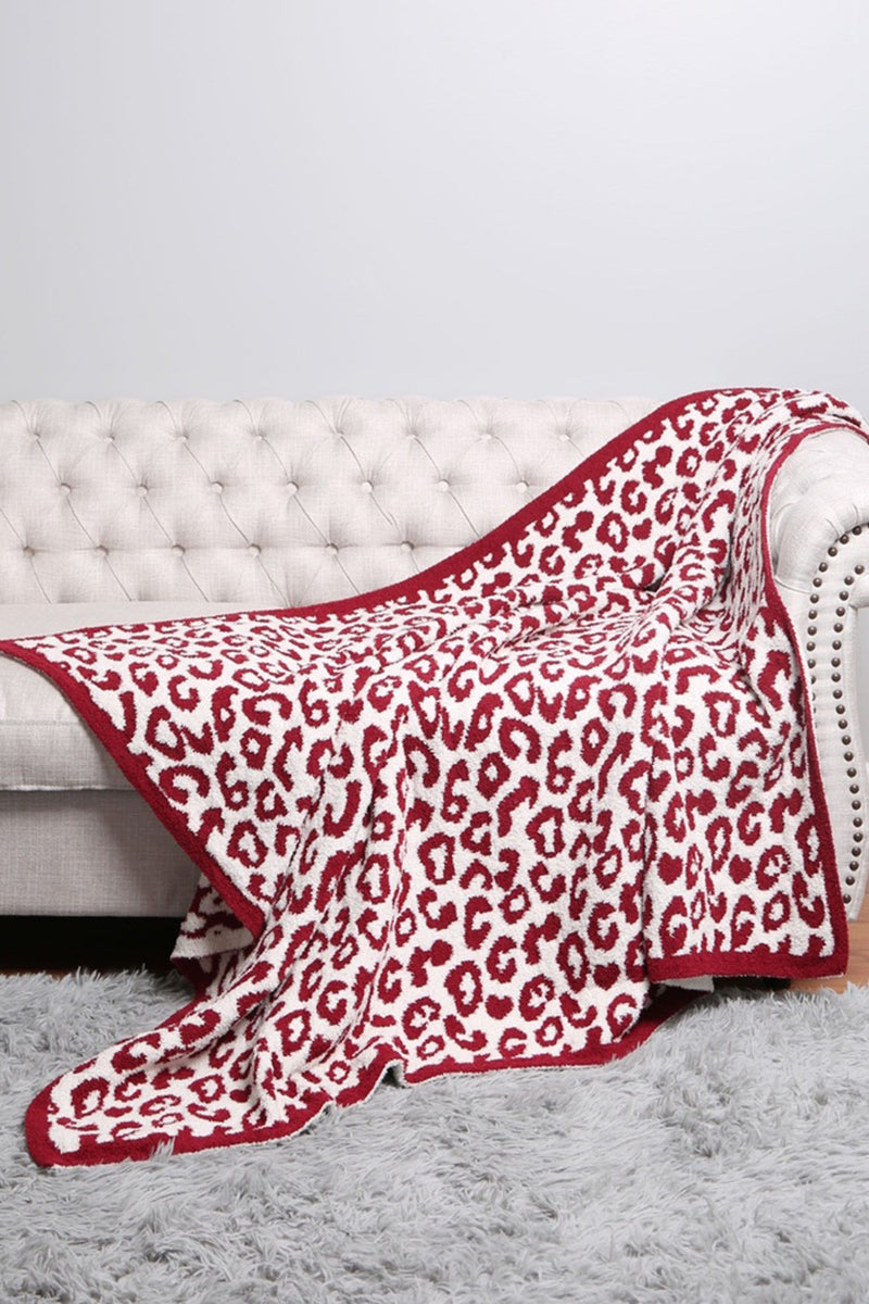 Leopard Blanket In Burgundy