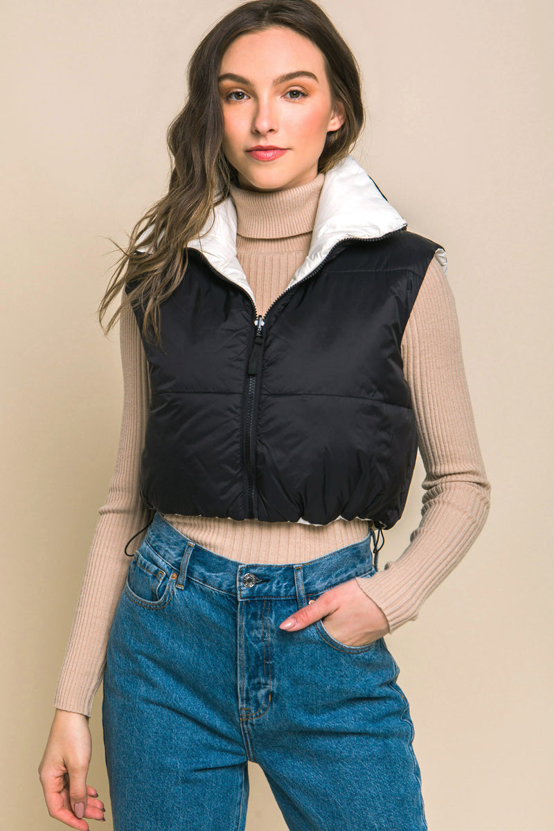 Milly Reversible Puffer In Black/White