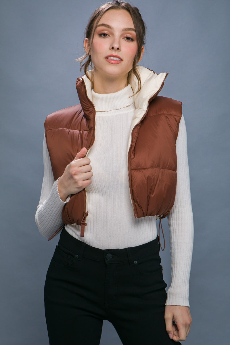 Milly Reversible Puffer In Brown/Cream