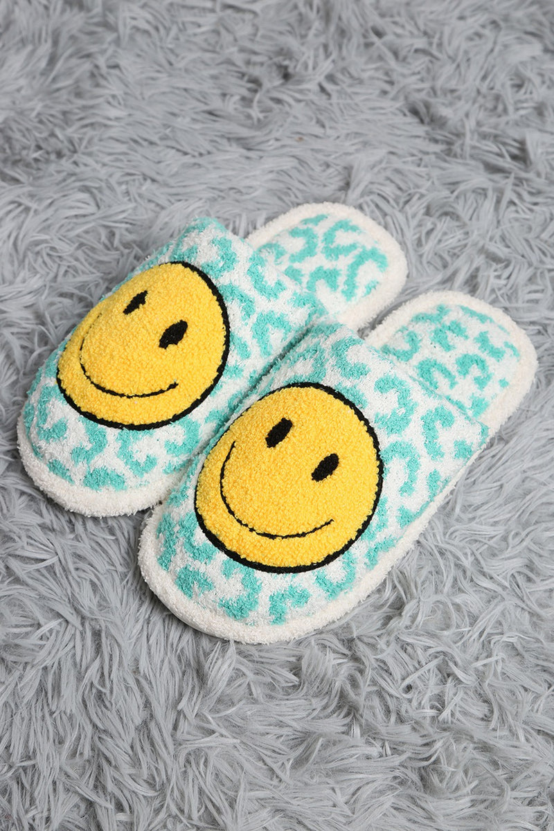 Leopard Smiley Slippers In Mint