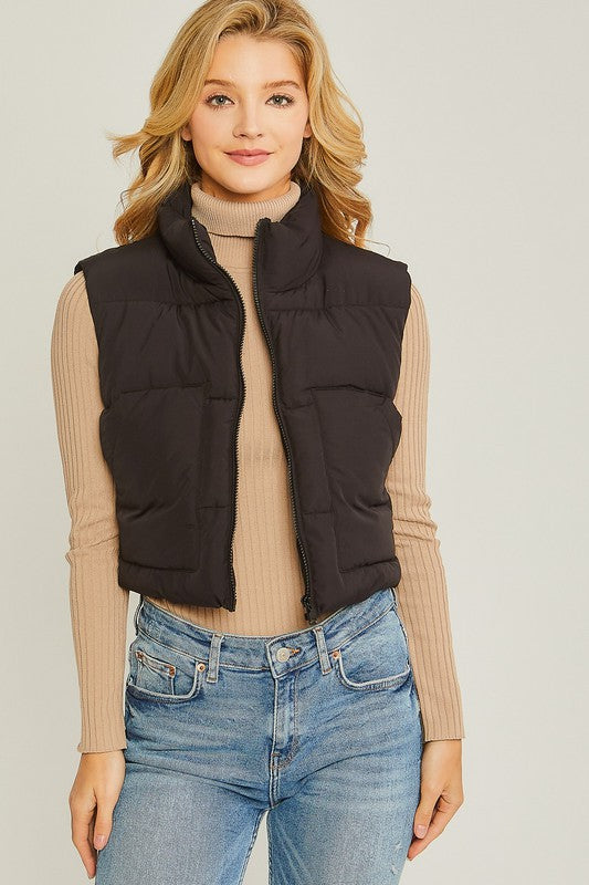 Rachel Puffer Vest In Black