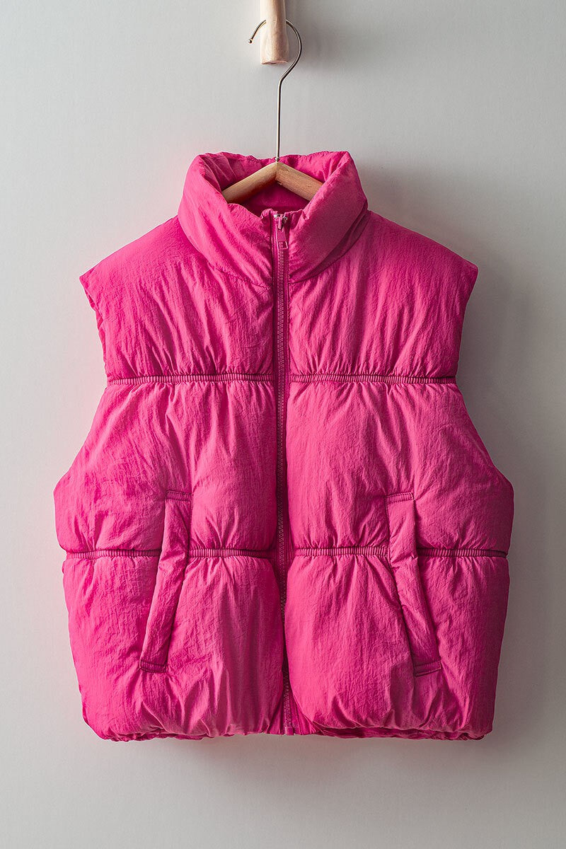 Heidi Quilted Puffer Vest in Fuchsia