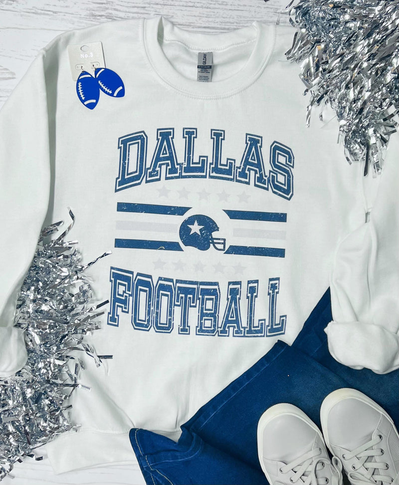 Dallas Football 3 Stripe White Sweatshirt