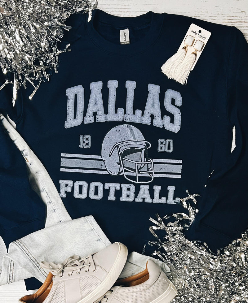 Dallas Football 3 Stripe Navy Sweatshirt