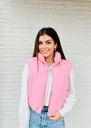 Margo Puffer Vest In Pink