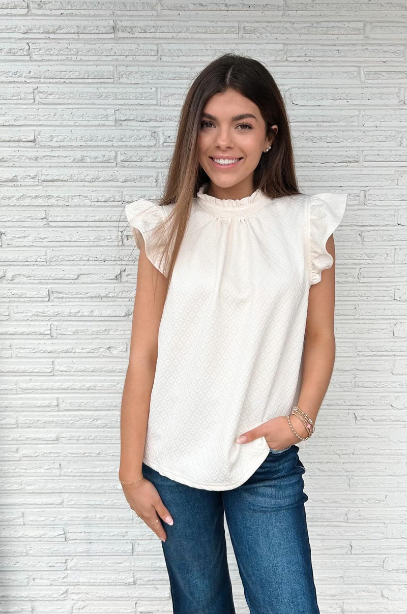 Cam Chiffon Back Neck Tie Textured Knit Top