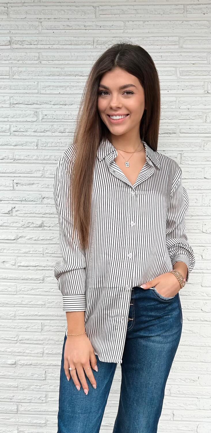 Kora Pinstripe Button up Top