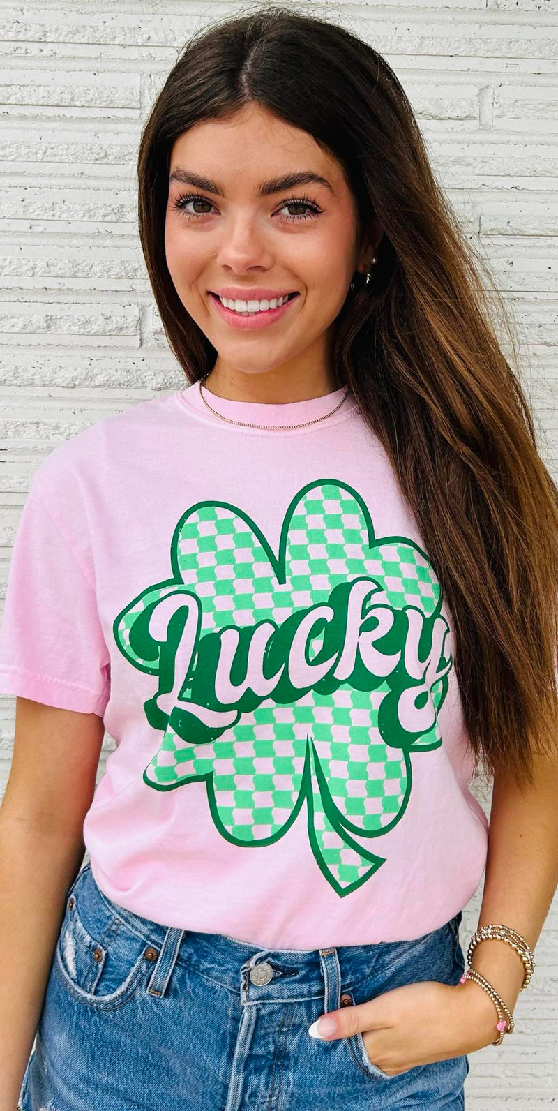 Clover Shirt On Pink Comfort Color Tee