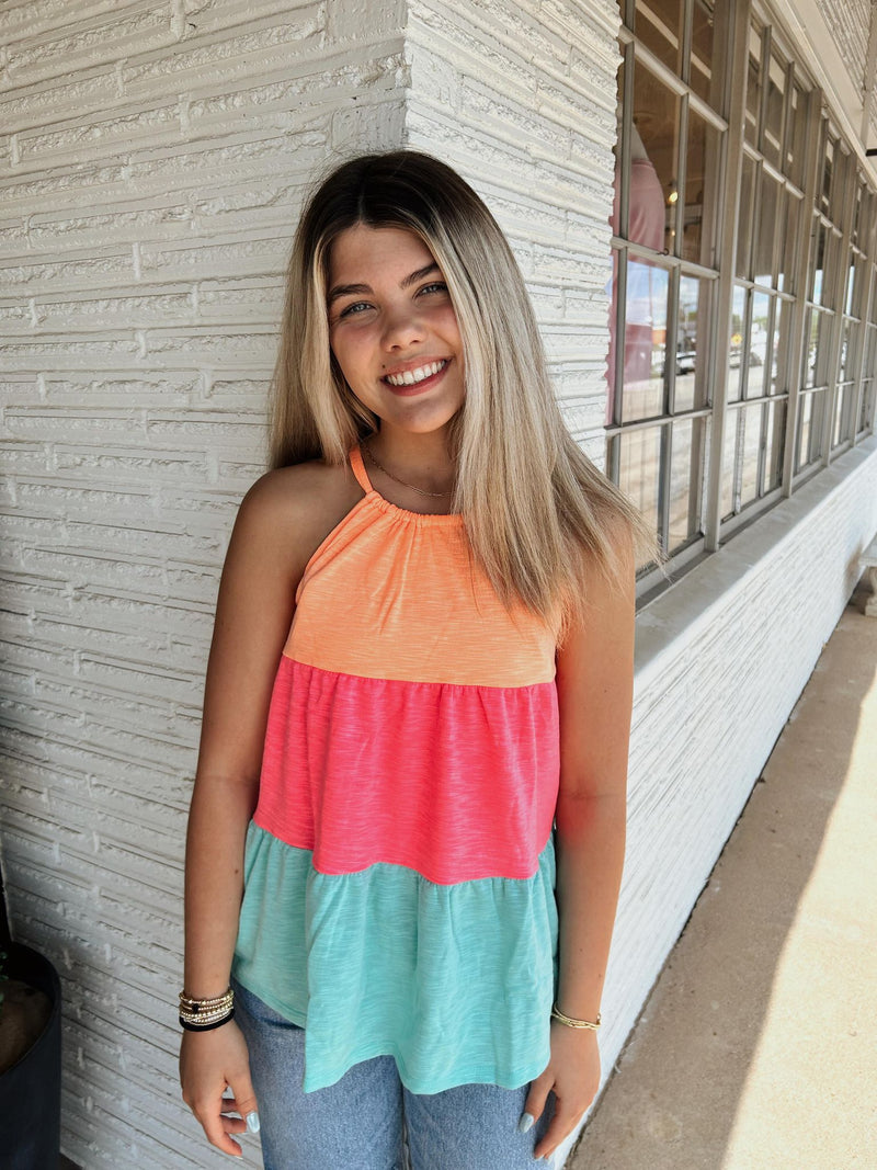 Macie Colorful Tiered Top