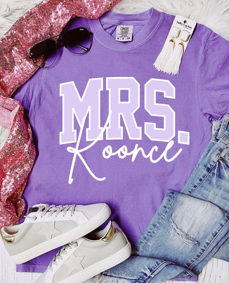 *DTF* Custom Cursive Mrs. Violet Comfort Color