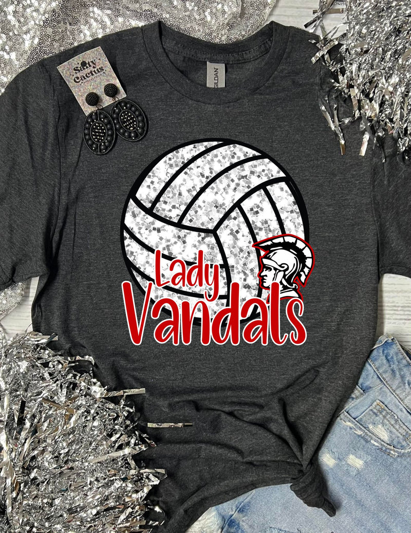 *DTF* Custom Volleyball Lady Vandals Mascot Dark Grey Tee