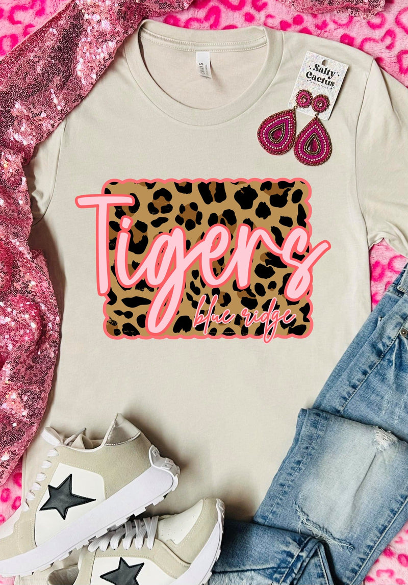 Pink Leopard Scalloped Spirit Tan Tee