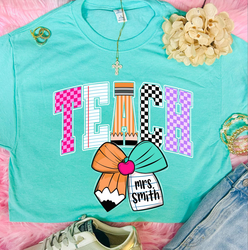 *DTF* Teacher New Prints With Pencil Orchid Tee