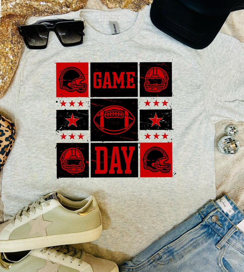 Game Day Squares New Football Ash Grey Tee