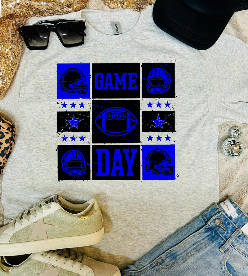 Game Day Squares New Football Ash Grey Tee