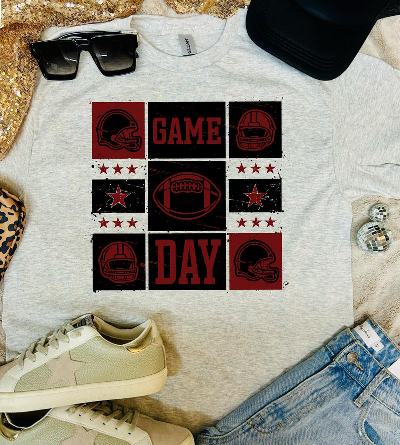 Game Day Squares New Football Ash Grey Tee