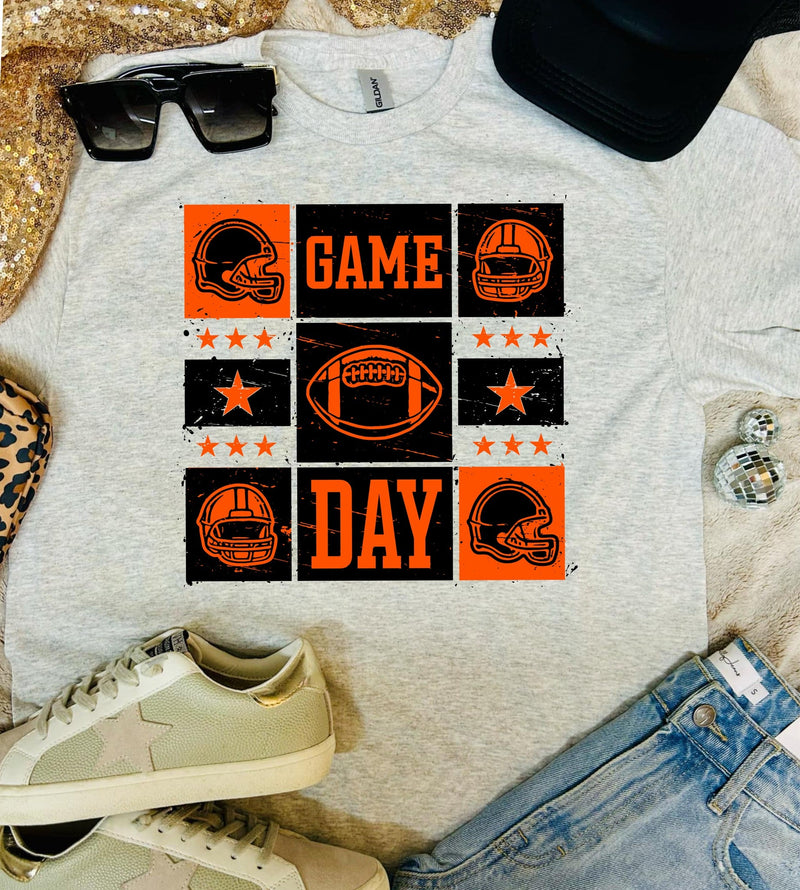 Game Day Squares New Football Ash Grey Tee