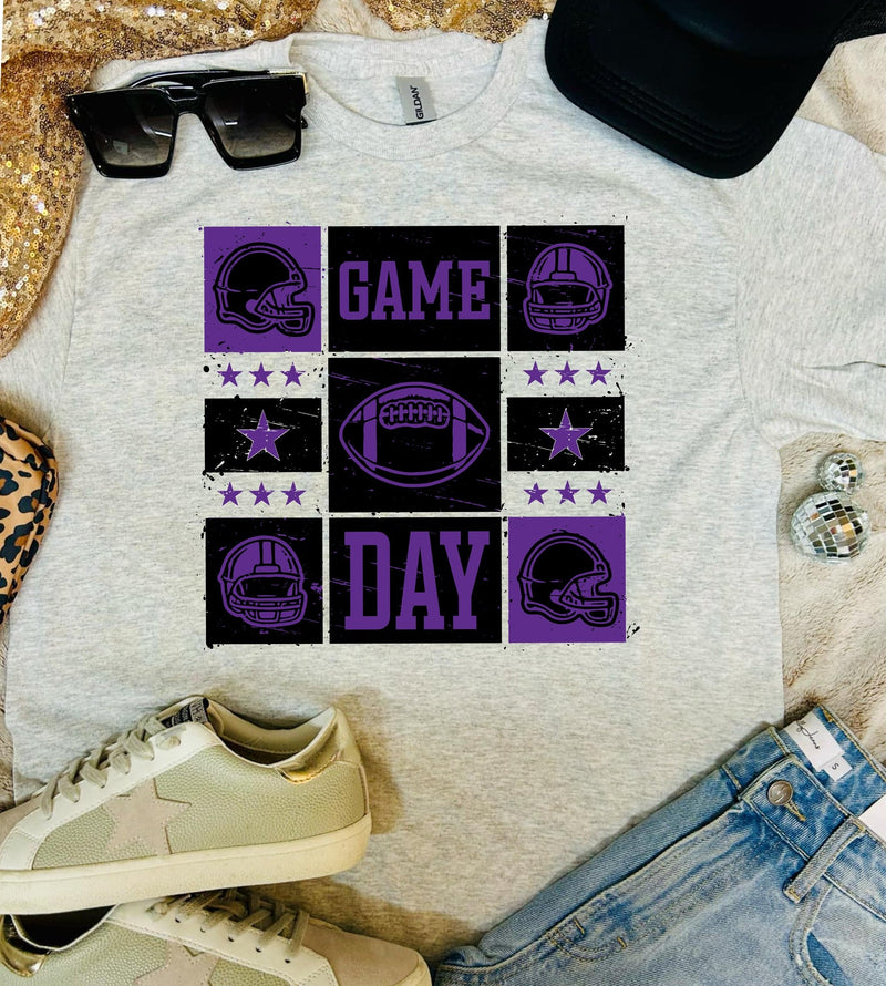 Game Day Squares New Football Ash Grey Tee