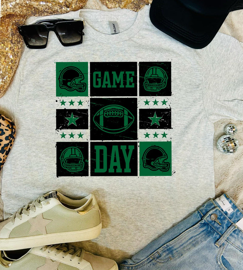 Game Day Squares New Football Ash Grey Tee