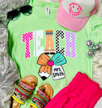 *DTF* Teacher New Prints With Pencil Orchid Tee