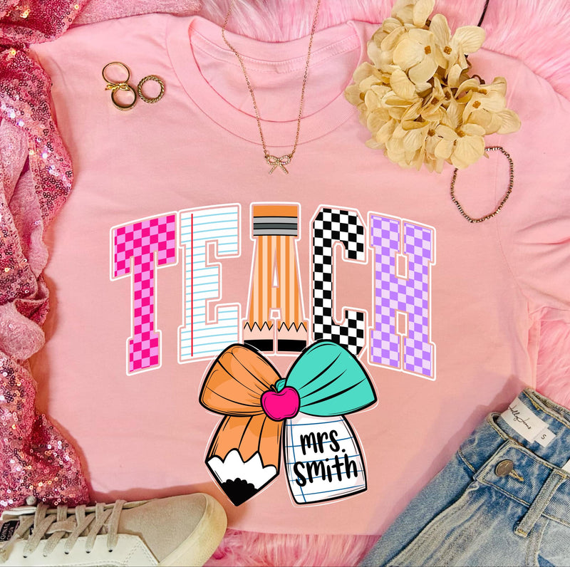 *DTF* Teacher New Prints With Pencil Orchid Tee
