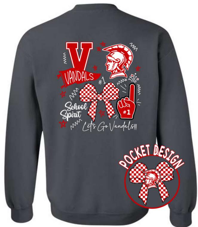 *DTF* Game Day Custom School Icons Dark Grey Sweatshirt