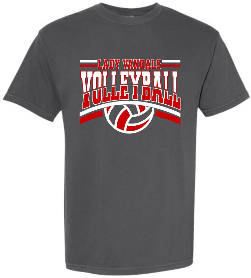 *DTF* Lady Vandal Volleyball Red and White on Pepper Comfort Color Tee