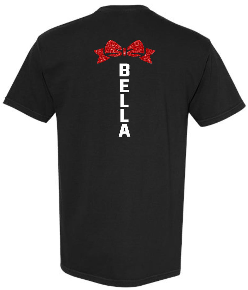 *DTF* Vandal Glittery Cheer With Name On Back Black CC Tee