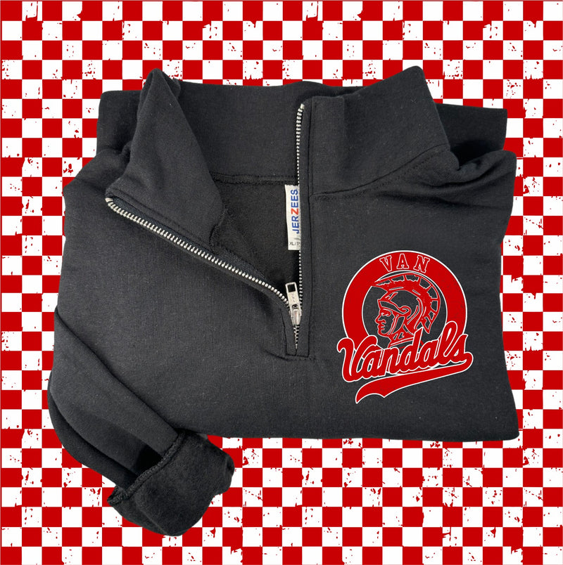 *DTF* Van Vandals Retro Circle New Black Quarter Zip Sweatshirt