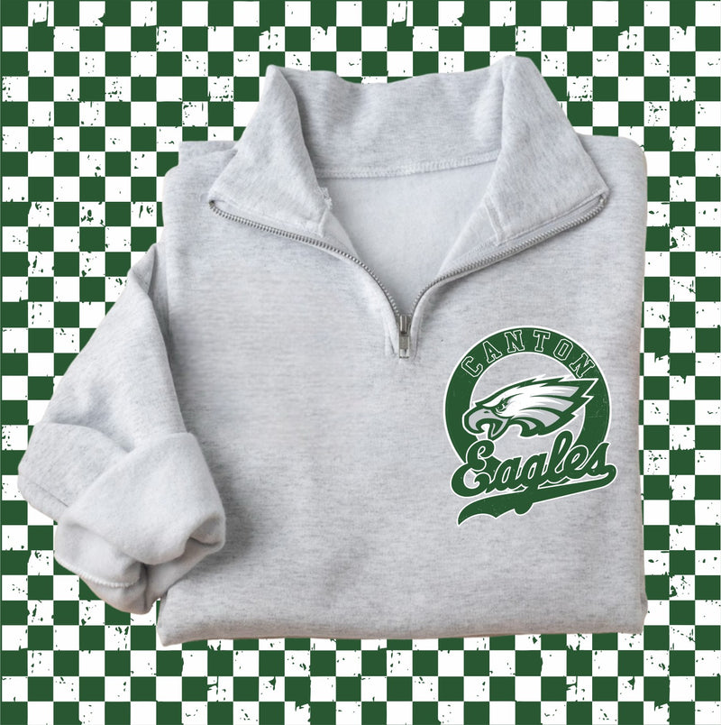 *DTF* Canton Eagles Retro Circle New Ash Quarter Zip Sweatshirt