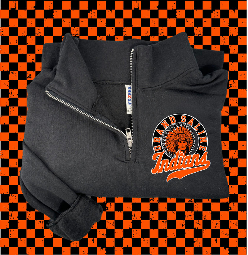 *DTF* Grand Saline Indians Black Grey Quarter Zip Sweatshirt (Copy)