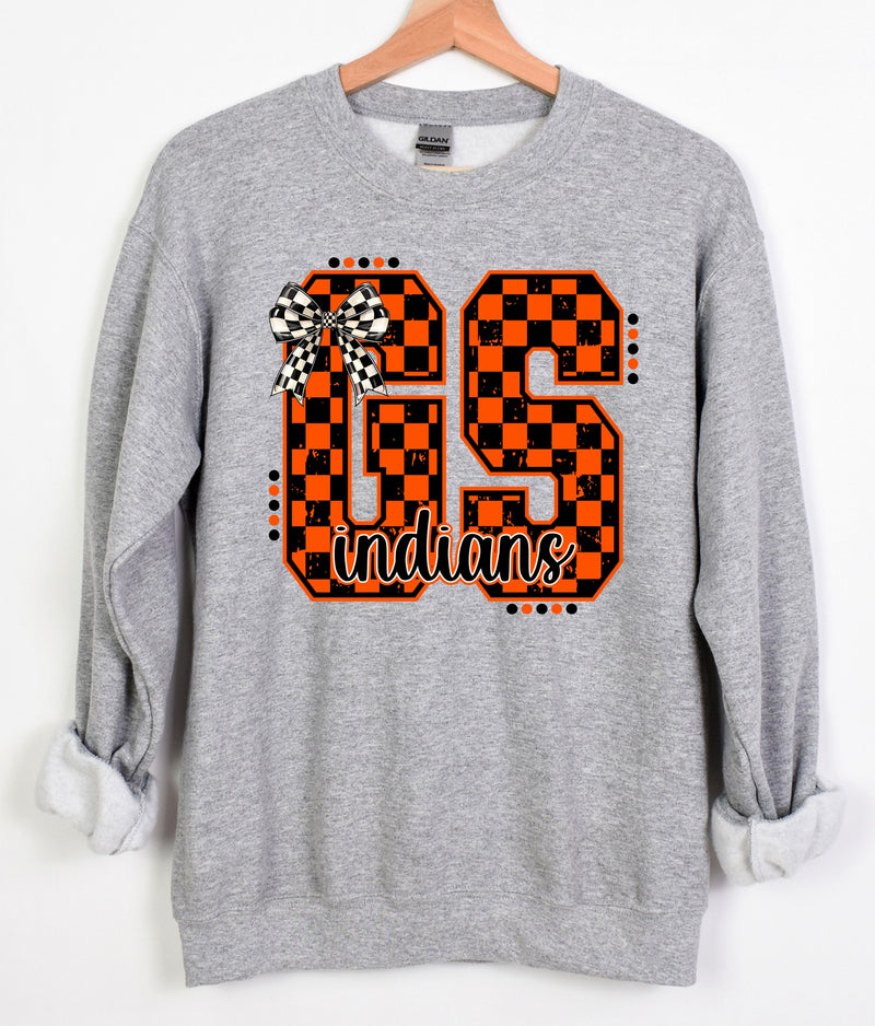 *DTF* GS Indians Checkered Dot Bow Oxford Sweatshirt