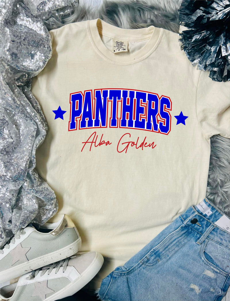 *DTF* Mascot City Stars Panthers Alba Blue Design on Ivory Comfort Tee