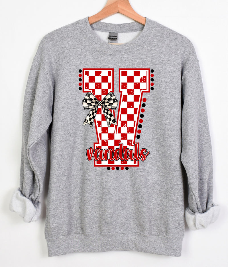 *DTF* V Vandals Checkered Dot Bow Oxford Sweatshirt