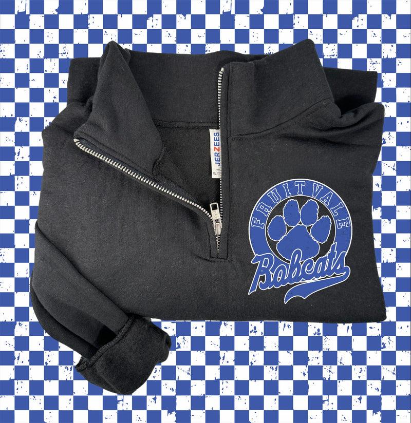 *DTF* Fruitvale Bobcats Black Quarter Zip Sweatshirt