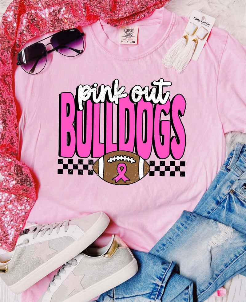 *DTF* Bulldogs Pink Out Blossom Pink Comfort Color Tee