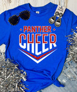 *DTF* Panthers Glittery Cheer On Blue Tee