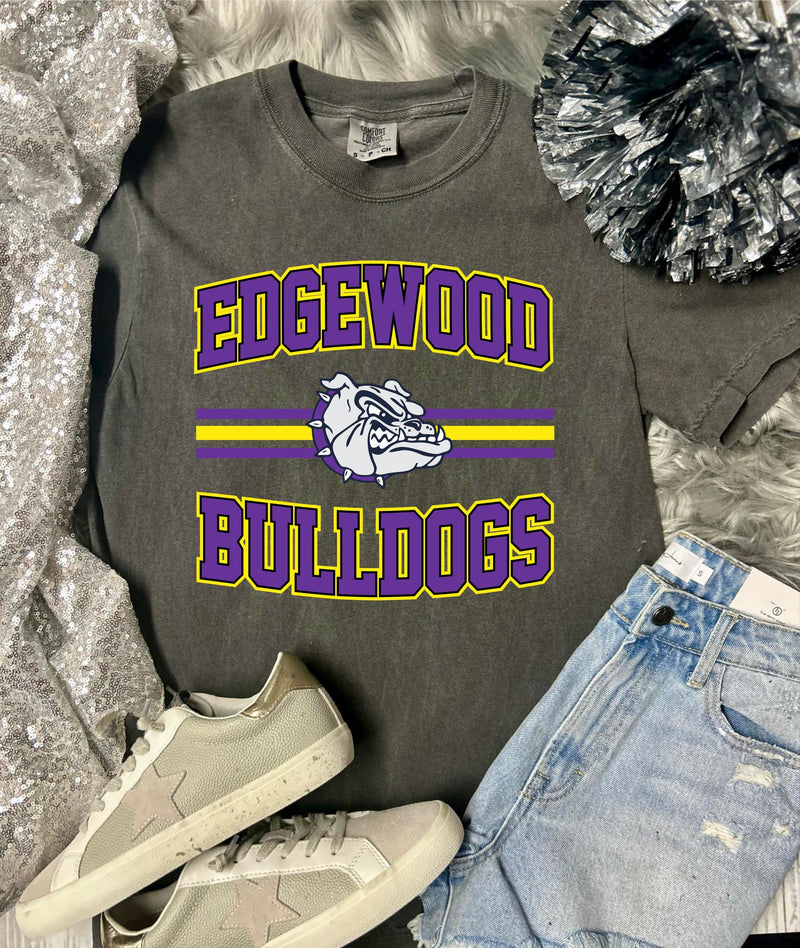 *DTF* Retro Curve Edgewood Bulldogs Pepper Comfort Color Tee