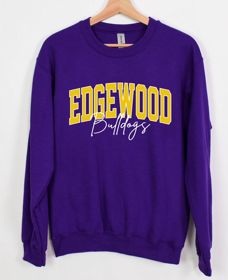 *DTF* Two Tone Custom Name Edgewood Bulldogs Purple Sweatshirt