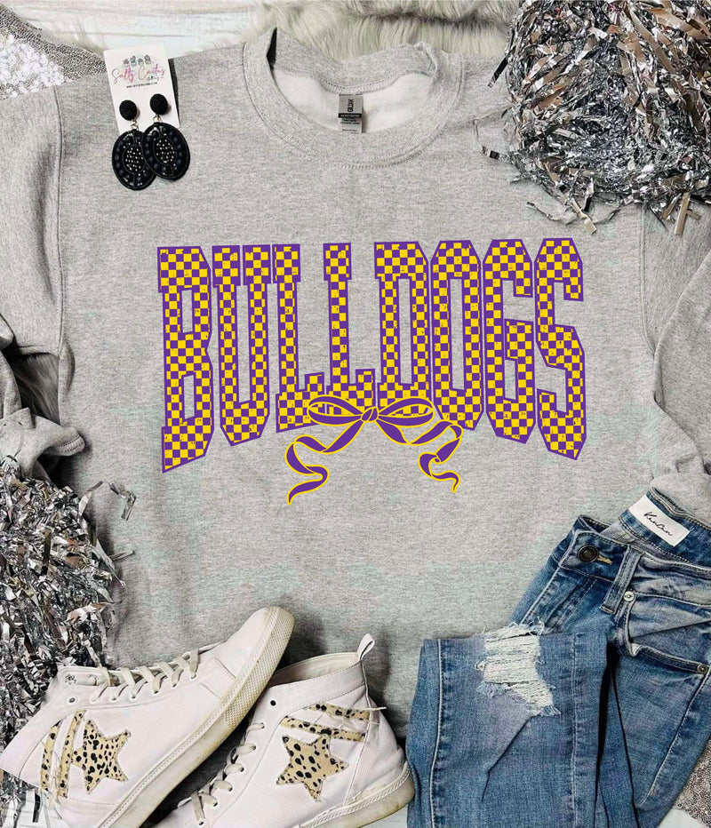 *DTF* Checkered Mascot Bulldogs Oxford Sweatshirt