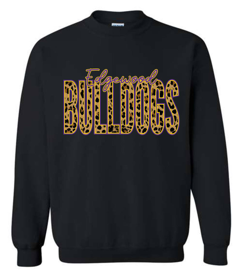 *DTF* Edgewood Bulldogs Tall Leopard Mascot on Black Sweatshirt
