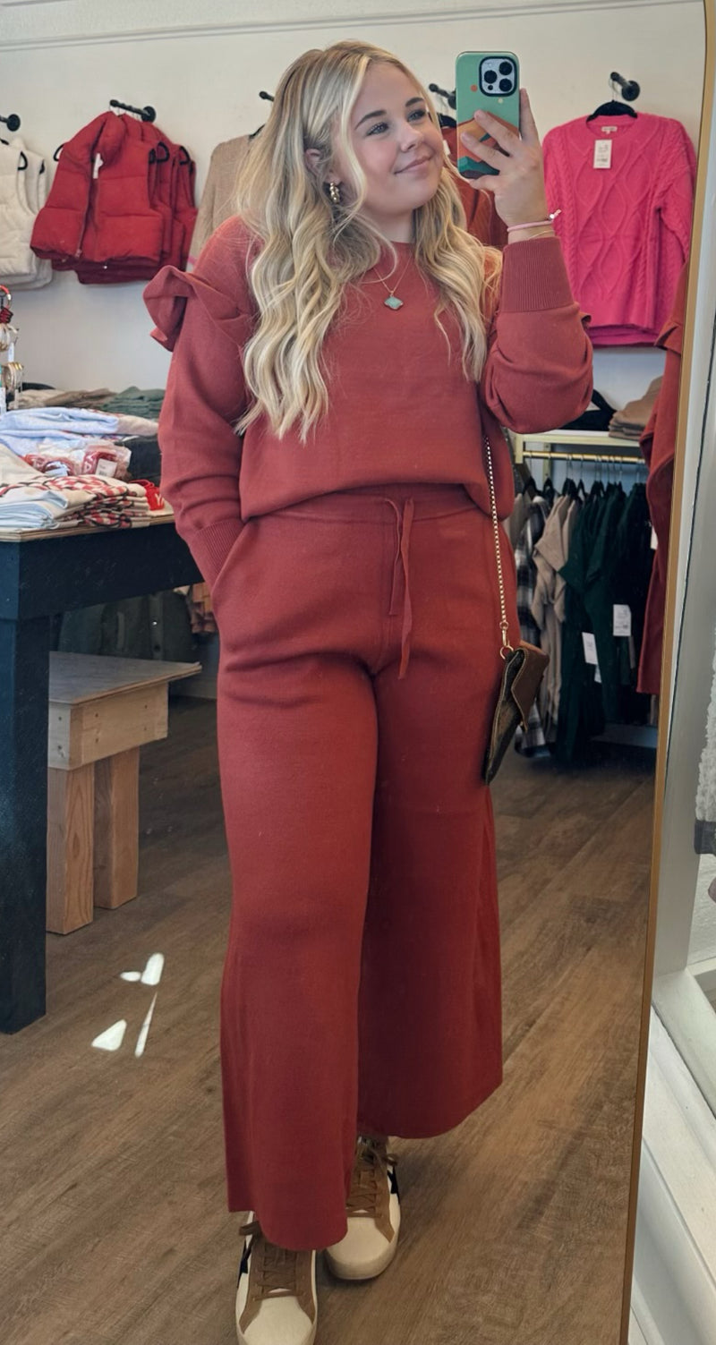 Marly Sweater Pant Set In Marsala