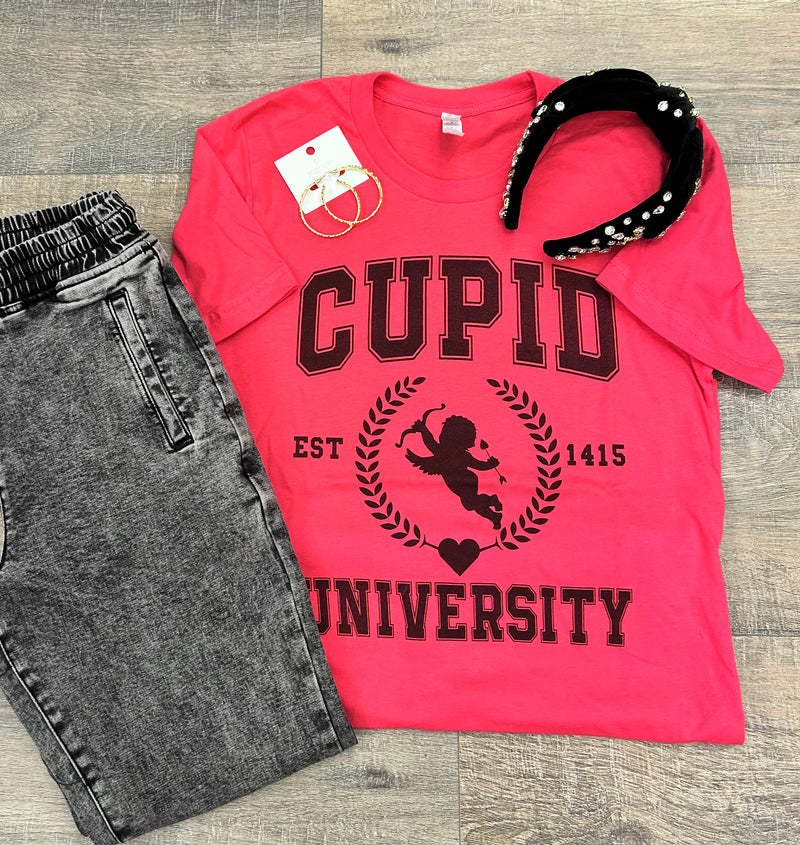 Cupid University On Hot Pink Tee