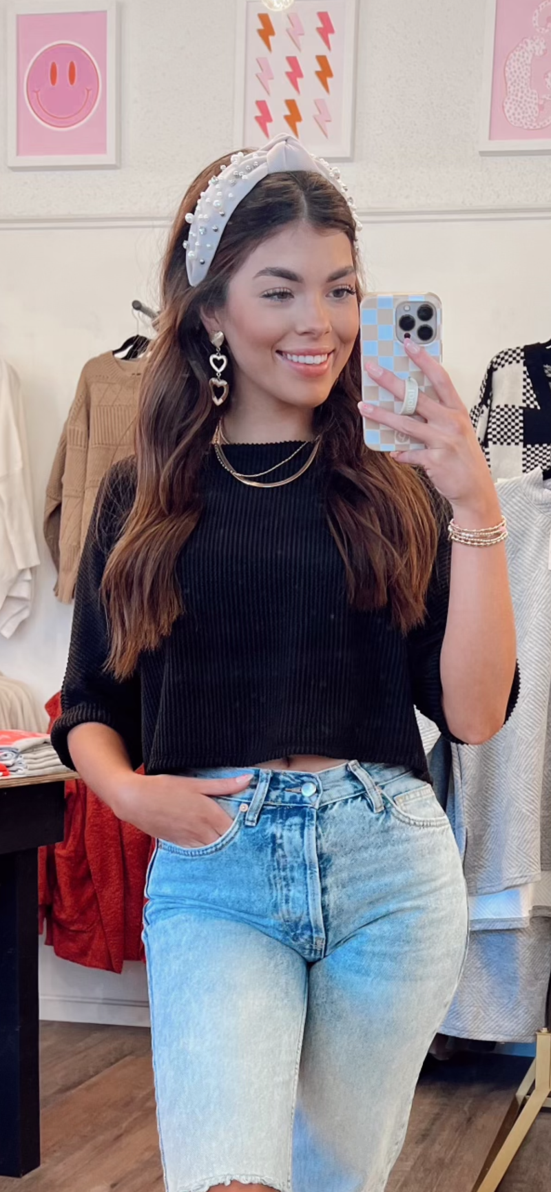 Josie Knit Crop Top In Black