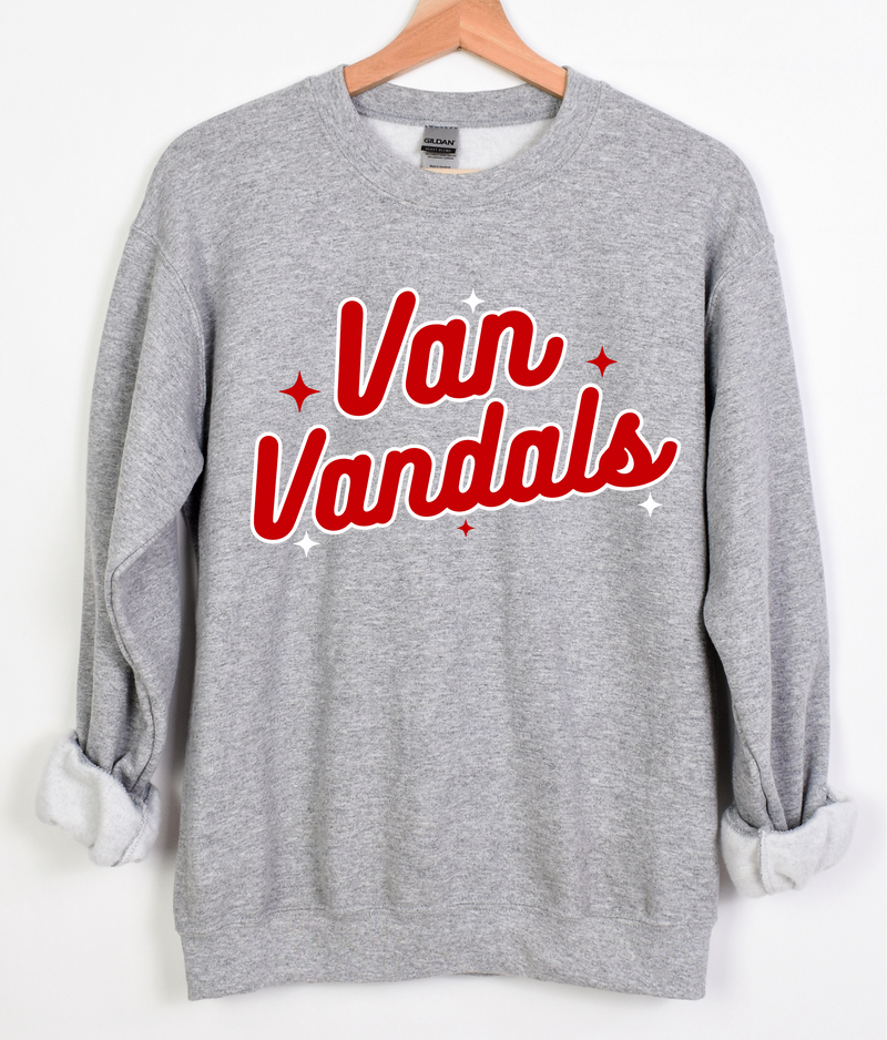 Van Vandals Retro Design on Oxford Grey Sweatshirt