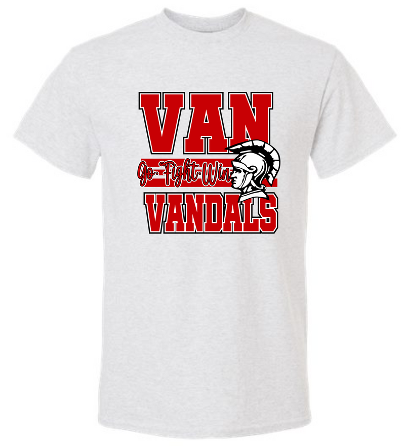 Van Vandals Go Fight Win Ash Grey Gildan Dry Blend Tee