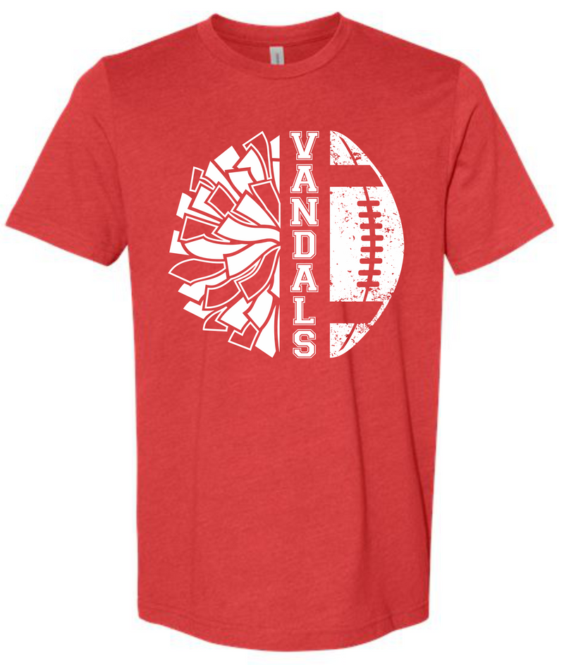Vandals Cheer Pom With Football Red Tee