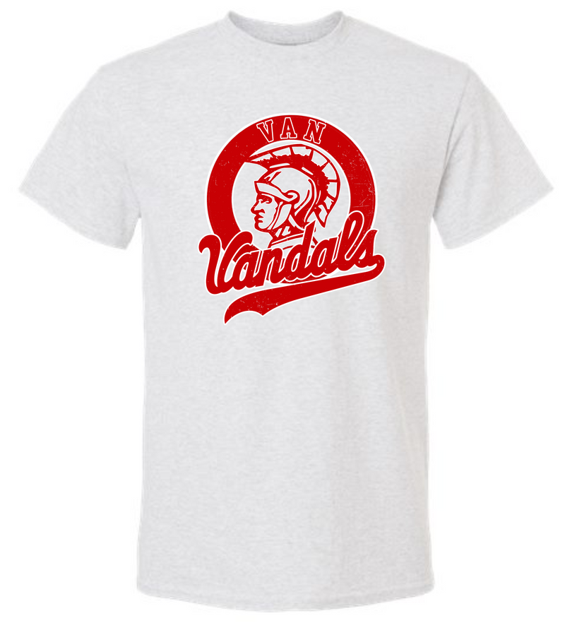 Van Vandals Circle Vintage Ash Grey Gildan Dry Blend Tee