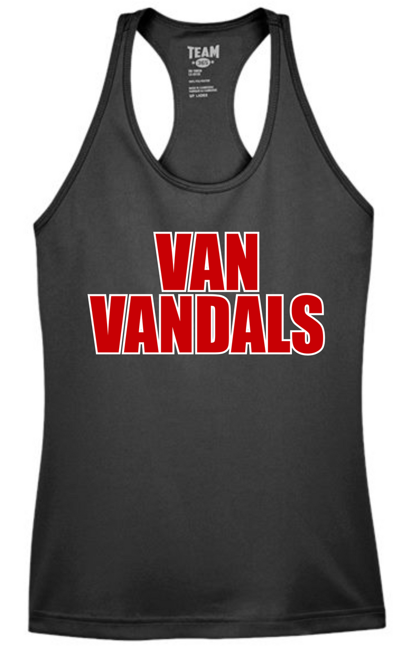 Womens Van Vandals On Black Dri Fit Tank