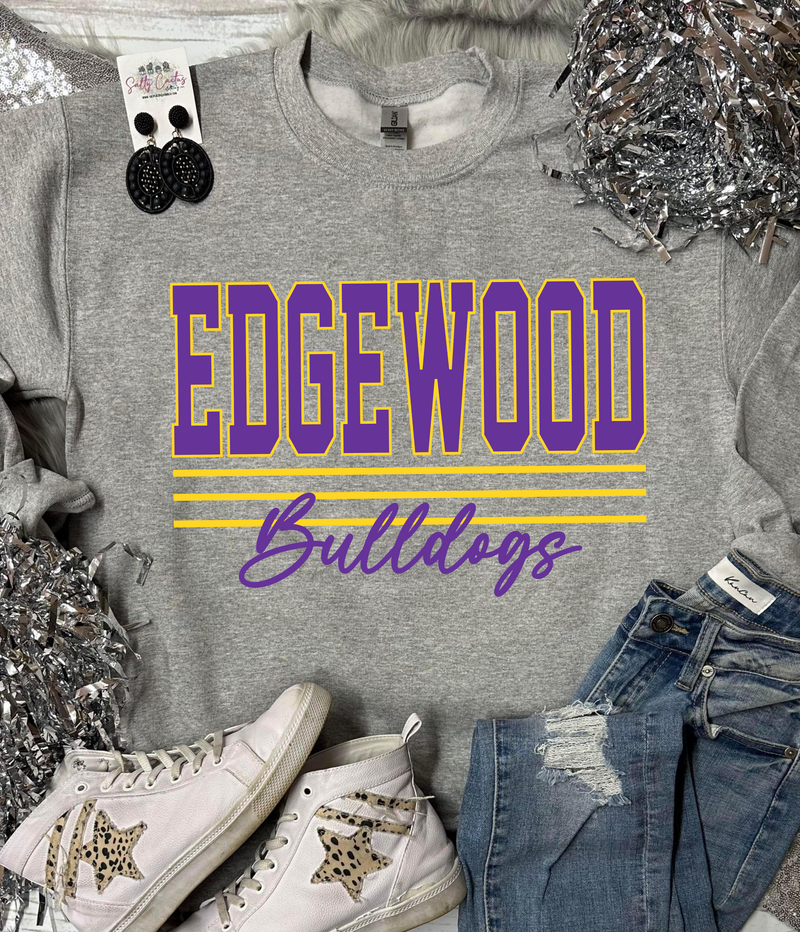 *DTF* Edgewood 3 Stripe Bulldogs Oxford Grey Sweatshirt.